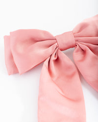 Pink Satin Bow Hair Clip - link has visual effect only