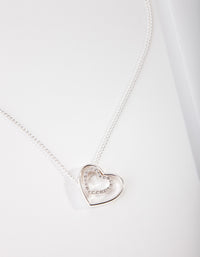 Silver Double Heart Necklace - link has visual effect only