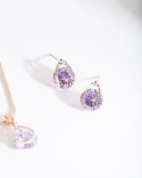 Rose Gold Purple Cubic Zirconia Jewellery Set - link has visual effect only