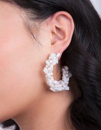 White Stone Pearl Hoop Earrings - link has visual effect only