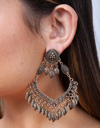 Antique Gold Leaf Detailed Drop Earrings - link has visual effect only