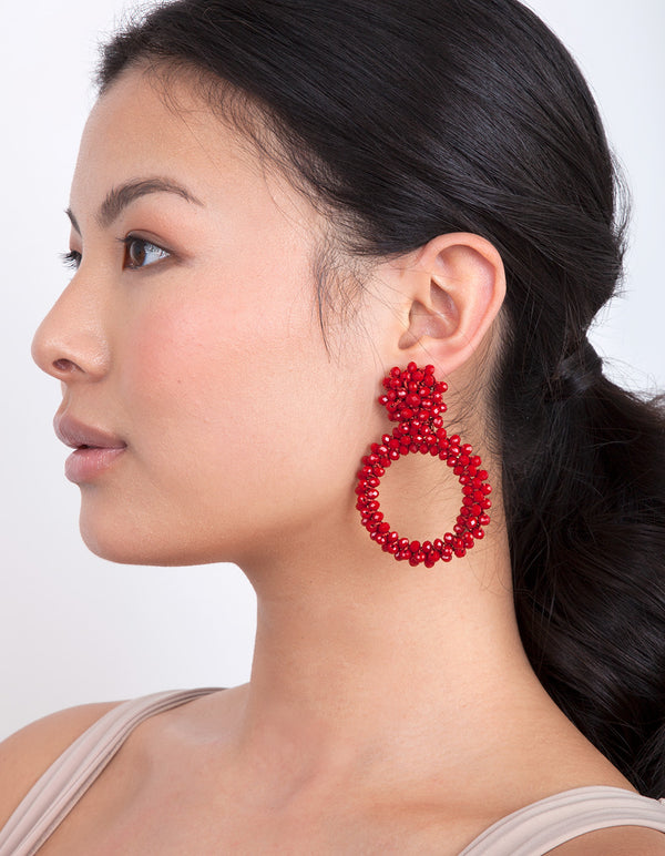 Red Cluster Bead Earrings Lovisa