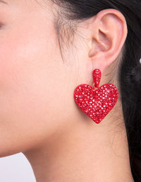 Red Diamante Statement Heart Earring - link has visual effect only