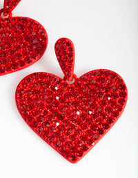 Red Diamante Statement Heart Earring - link has visual effect only