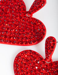 Red Diamante Statement Heart Earring - link has visual effect only