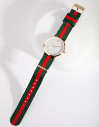 Gold Stripe Fabric Watch - link has visual effect only