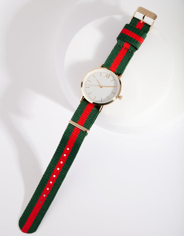 Gold Stripe Fabric Watch