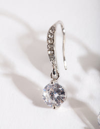 Rhodium Cubic Zirconia Drop Earrings - link has visual effect only