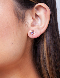 Purple Cubic Zirconia Flower Stud Earring Pack - link has visual effect only