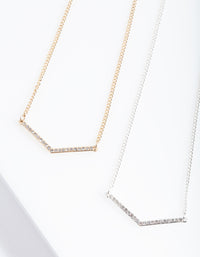 Mixed Metal Diamante Bar Necklaces Pack - link has visual effect only