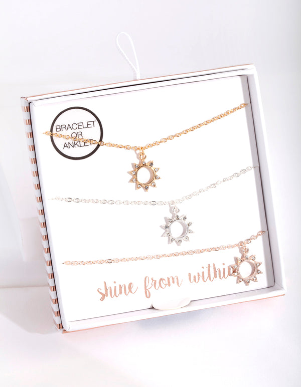 Mixed Metal Sun Bracelet Anklet Pack