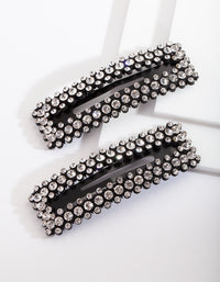 Diamante Rectangle Snap Hair Clip Pack - link has visual effect only