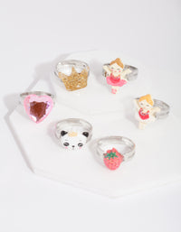 Kids Silver Panda Ring 6-Pack - link has visual effect only