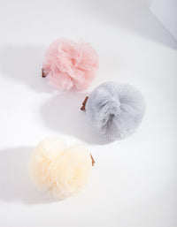 Kids Tulle Pompom Hair Clip Pack - link has visual effect only