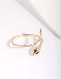 Gold Cubic Zirconia Wrap Snake Ring - link has visual effect only