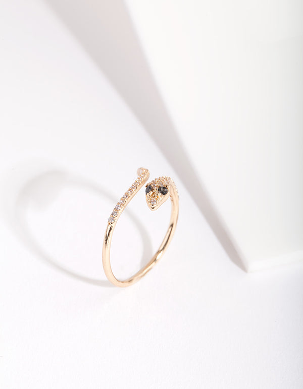 Gold Cubic Zirconia Wrap Snake Ring