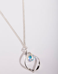 Silver Diamond Simulant Drop Twist Necklace - link has visual effect only