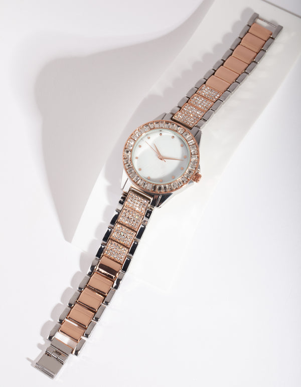 Mixed Metal Bling Watch