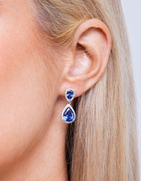 Sapphire Teardrop Earrings Necklace Set - link has visual effect only