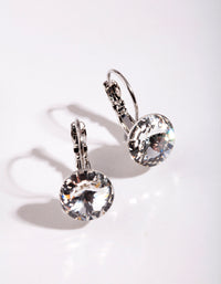 Silver Diamond Simulant Conti Clip On Earrings - link has visual effect only