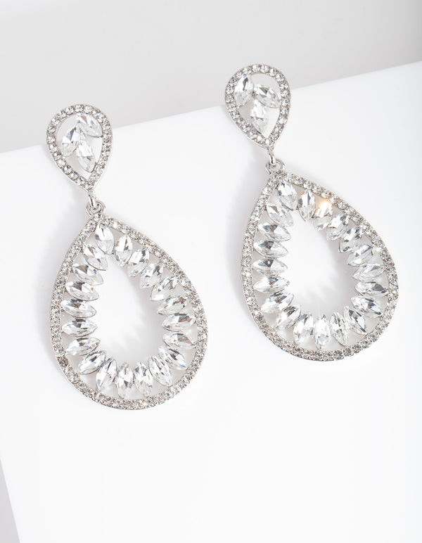 Silver Stone Teardrop Earrings