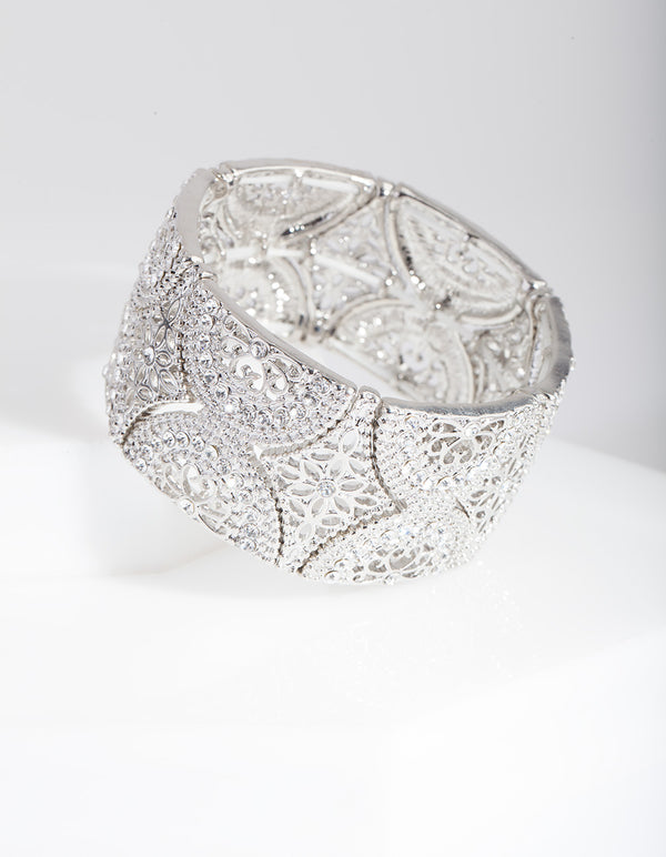 Diamante Filigree Stretch Bracelet