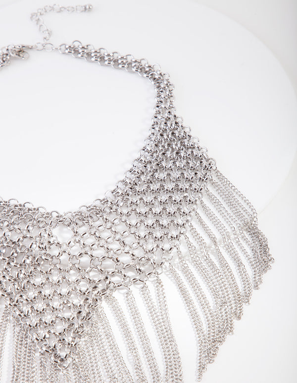 Silver Statement Fringe Necklace