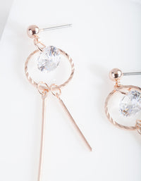 Rose Gold Cubic Zirconia Stick Earrings - link has visual effect only