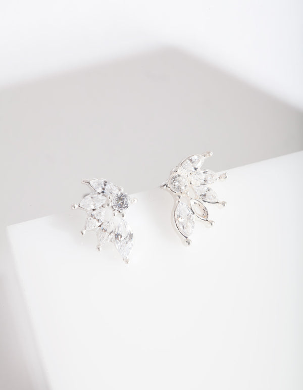 Silver Cubic Zirconia Phoenix Stud Earrings