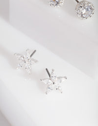 Silver Cubic Zirconia Pack Stud Earring - link has visual effect only