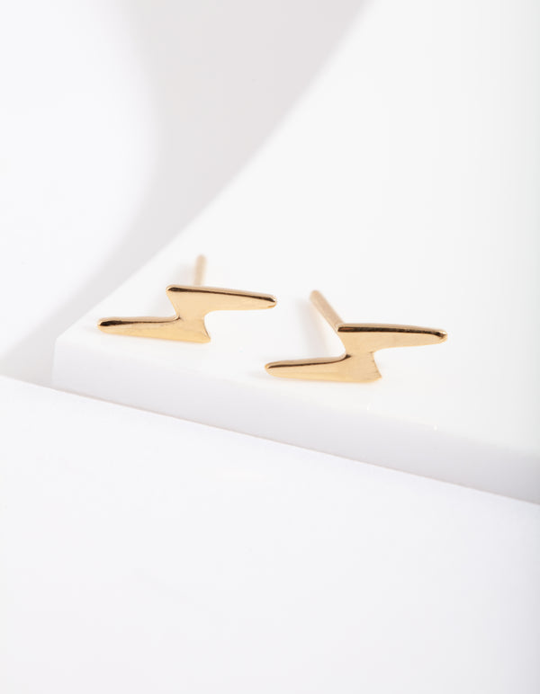 Gold Plated Sterling Silver Mini Lightening Bolt Stud Earrings