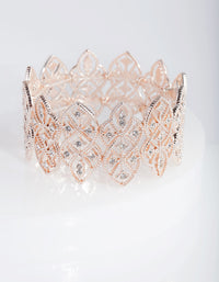 Rose Gold Filigree Woven Diamante Strip Bracelet - link has visual effect only