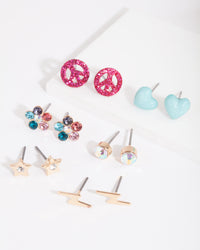 Kids Star Flower Stud Earring 6-Pack - link has visual effect only