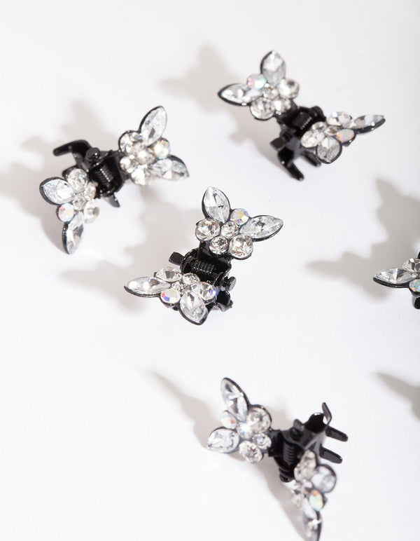 Mixed Diamante Butterfly Mini Hair Claw Clip