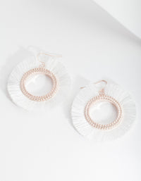 White Circle Tassel Earrings - link has visual effect only