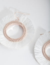 White Circle Tassel Earrings - link has visual effect only