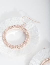 White Circle Tassel Earrings - link has visual effect only