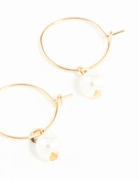 Gold 3mm Pearl Hoop Earrings - link has visual effect only