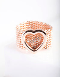 Rose Gold Thick Chain Heart Ring - link has visual effect only