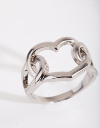 Rhodium Intertwined Heart Ring - link has visual effect only