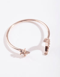 Rose Gold Cubic Zirconia Moon & Star Ring - link has visual effect only