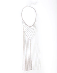 Silver Diamante Cup Chain Cascading Necklace - link has visual effect only