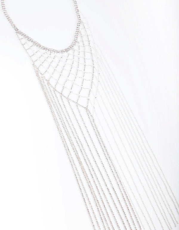 Silver Diamante Cup Chain Cascading Necklace