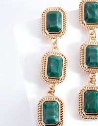 Green Triple Stone Drop Earrings - link has visual effect only