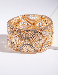 Gold Filigree Diamante Stretch Bracelet - link has visual effect only