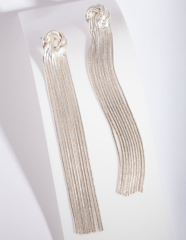 Silver Chain Knot Drop Earrings