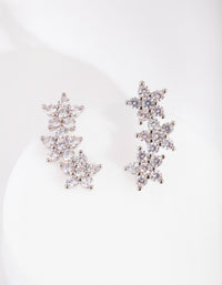 Diamond Simulant Flower Crawler Earrings - link has visual effect only