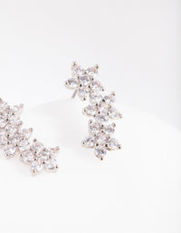 Diamond Simulant Flower Crawler Earrings - link has visual effect only