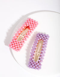 Kids Pearl Rectangle Pink & Purple Clip Pack - link has visual effect only