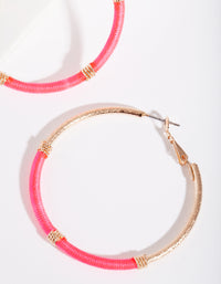 Pink Gold Neon Hoop Earrings - link has visual effect only